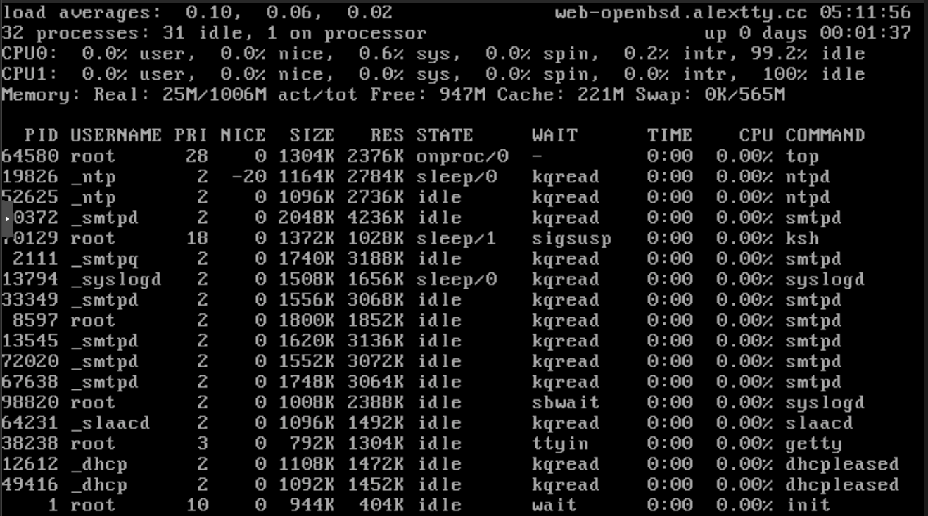 El comando top mostrando el consumo de RAM